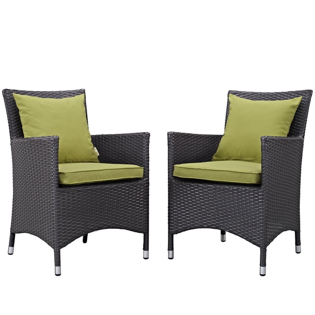 Modway Convene 2-Piece Aluminum Rattan Patio Dining Chairs in EspressoPeridot Patio Furniture