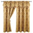 thumbnail image 1 of Venice Collections Luxury Jacquard Curtain Panel with Attached Waterfall Valance, 54 by 84-Inch Angelina Gold, 1 of 4