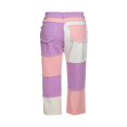 thumbnail image 4 of Women Color Block Jeans Middle Waist Pockets Patchwork Straight Trousers Casual Style Bottoms Green XXL, 4 of 8