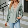 thumbnail image 2 of Pompotops T-shirt Mode Femme Col en V Dentelle Manches Longues Ample Liquidation, 2 of 7