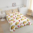 thumbnail image 3 of Ensemble de Couette Mexicain Piments Rouges Taco Nachos Burrito Literie, Nourriture Latine Cinco de Mayo Ensemble de Couette avec 1 Taie d'Oreiller, Taille Simple, Multicolore, 3 of 5