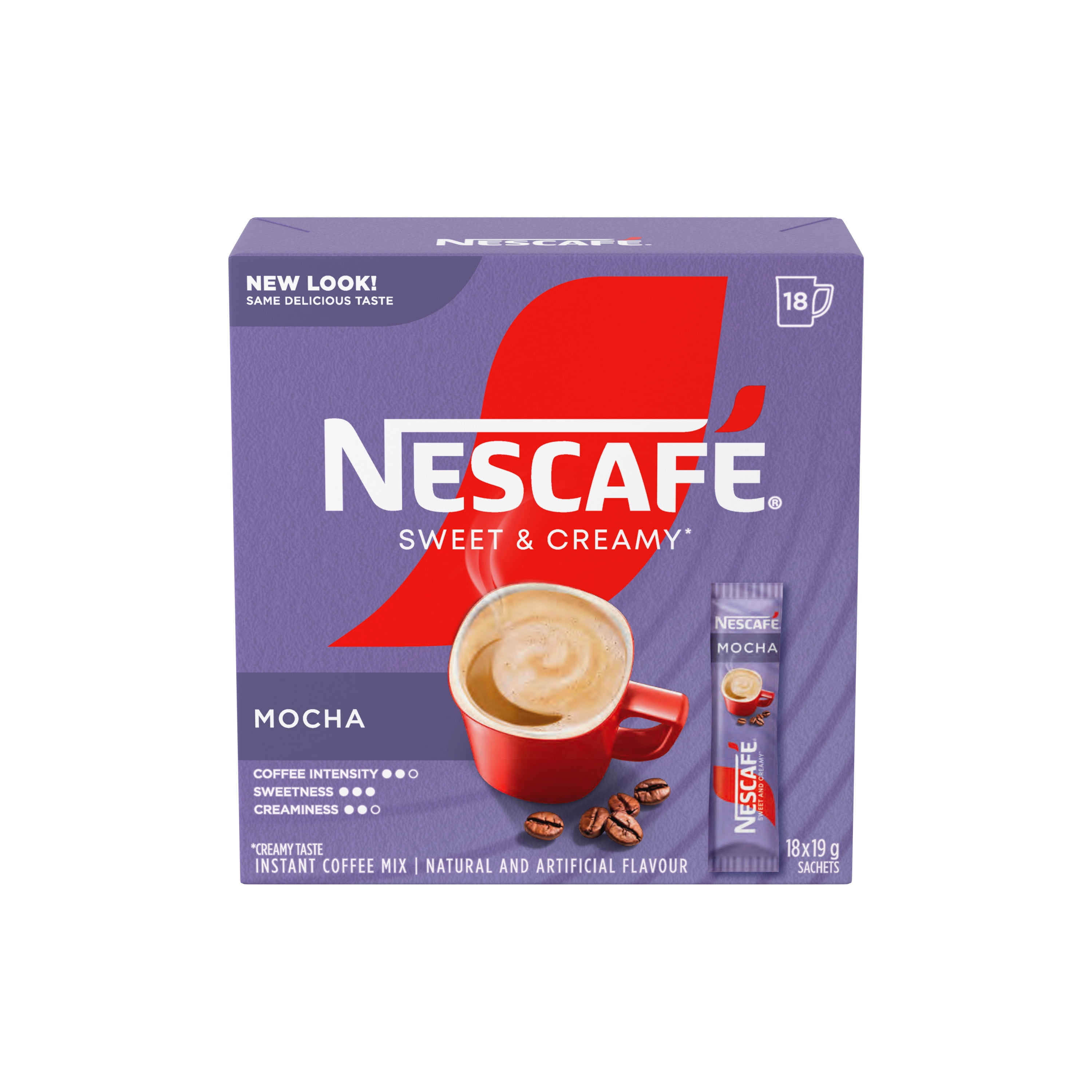 NESCAFE Sweet & Creamy Mocha Instant Coffee Mix, Includes Coffee, Whitener & Sugar