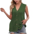 thumbnail image 1 of Dealovy Débardeurs pour Femmes Col en V Sans Manches Camisole à Illets Boutonnée Décontractée Ample Été Sortie, 1 of 7