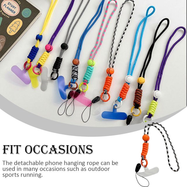 pitrice Mobile Phone Lanyard Adjustable Reusable Neck Hanging Rope with Hook Microfiber Safety Straps Accessory Picnic Running Type 2