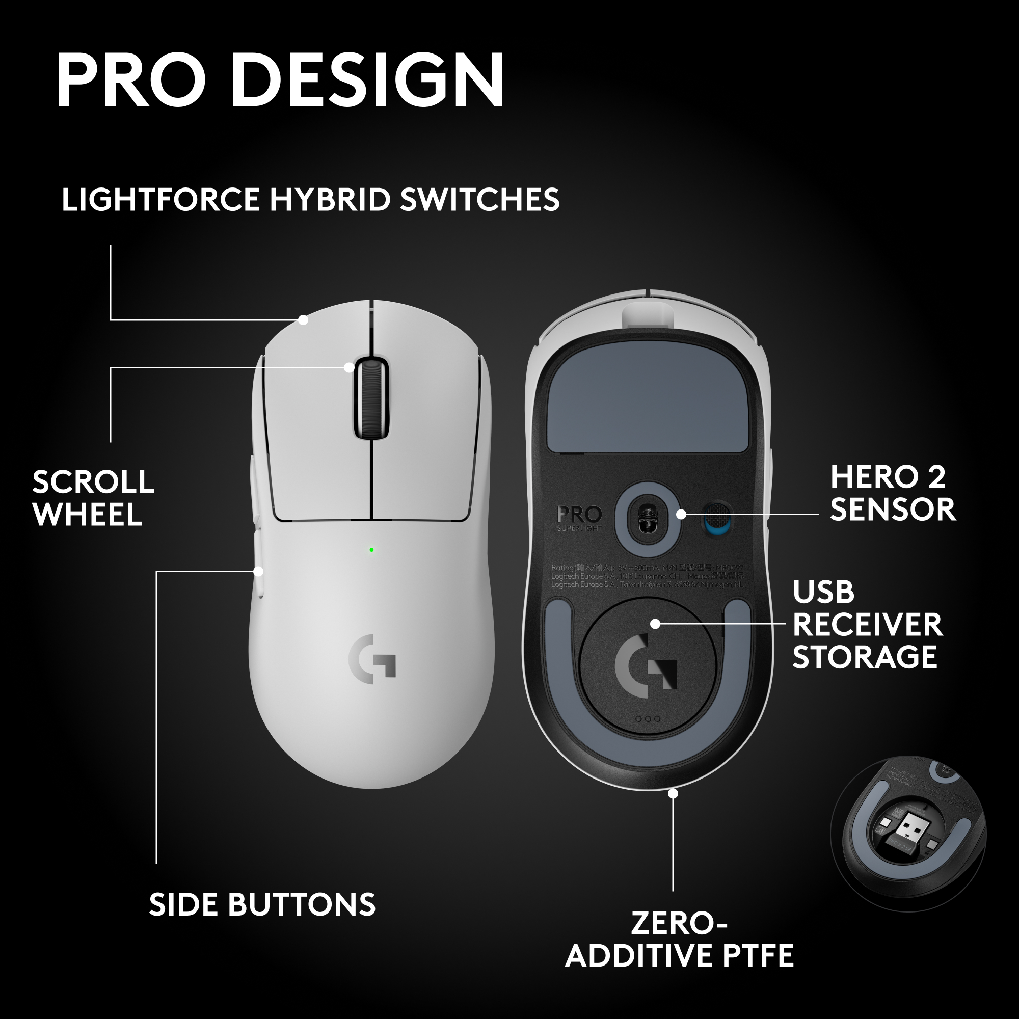Souris gaming sans fil Logitech G PRO X SUPERLIGHT 2 SE LIGHTSPEED - Blanc