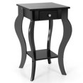 thumbnail image 1 of Costway Table d'Appoint avec Tiroir, Étagère Inférieure, Table de Chevet d'Accent, Chambre, Noir, 1 of 10
