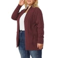 thumbnail image 4 of GRACE & GRANDEUR Women's Plus Size Open Front Long Sleeves Sweater Mid Length Cardigan 2X Burgundy, 4 of 7