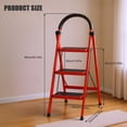 thumbnail image 1 of Trayknick Step Ladder, 3 Step Ladder Folding Step Stool, Multi-Purpose Collapsible Ladder for Home or RV Outdoor Work, Heavy Duty 330 lbs Load (White, Red),Red, 1 of 13