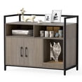 thumbnail image 1 of Gymax Cat Litter Box Enclosure w/ Storage Compartments Removable Scratching Board Gray, 1 of 10