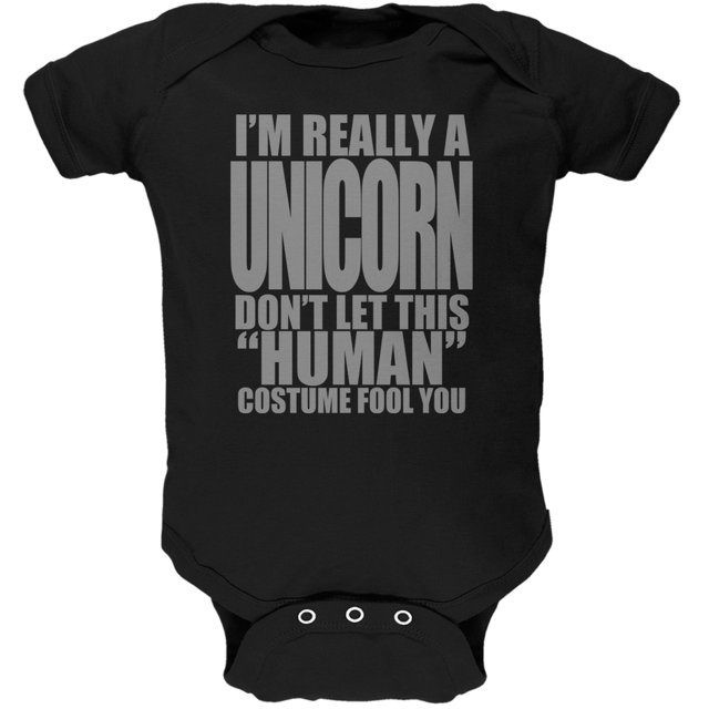 Unicorn Costume d'Halloween Humain Noir Doux pour Bébé une Pièce
