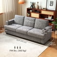 thumbnail image 3 of HOMCOM Canapé 3 Places, Sofa Rembourré avec Ports USB et Porte-Gobelets, Gris, 3 of 10