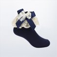 thumbnail image 2 of NIEWTR Girls Lace Ruffle Socks Toddler Cotton Cute Fancy Ruffled Frilly Princess Dress Ankle Short Socks for Little Kids Girl(A-Navy,3-4 Years), 2 of 7