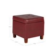 thumbnail image 4 of HomePop Pouf de Rangement Carré Capitonné en Similicuir avec Couvercle à Charnières, Rouge, 4 of 12