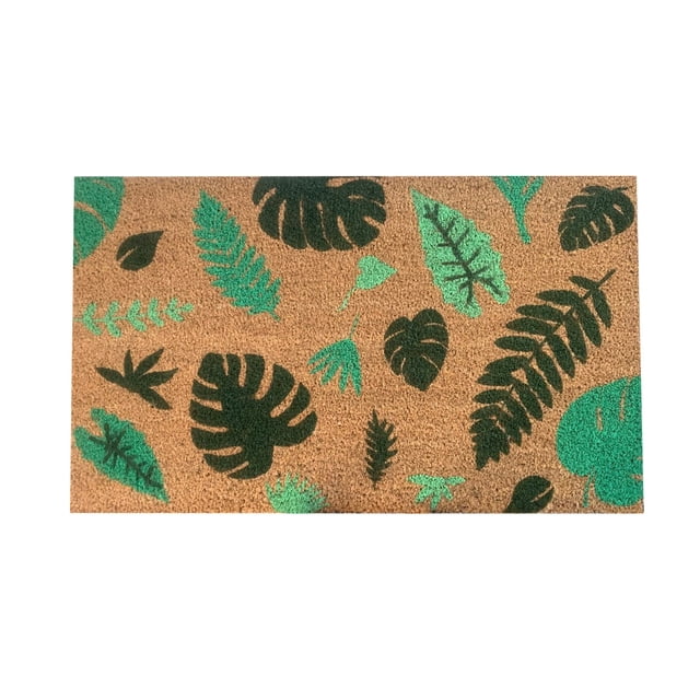 16x24 Inch Summer Coir Mats for Front Door Washable Outdoor Mat for Entryway Door Rugs for Outdoor Entrance Anti-Slip Mat Backing Welcome Mats for Entryway, Porch, Plant Leaf Patterns