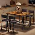 thumbnail image 1 of Dining Table Set for 4 W/Footrest & Backrest, Counter Height Table with 4 Upholstered Bar Stools, Kitchen Table Set with Corner Protector, for Small Space, Retro Brown, 1 of 8