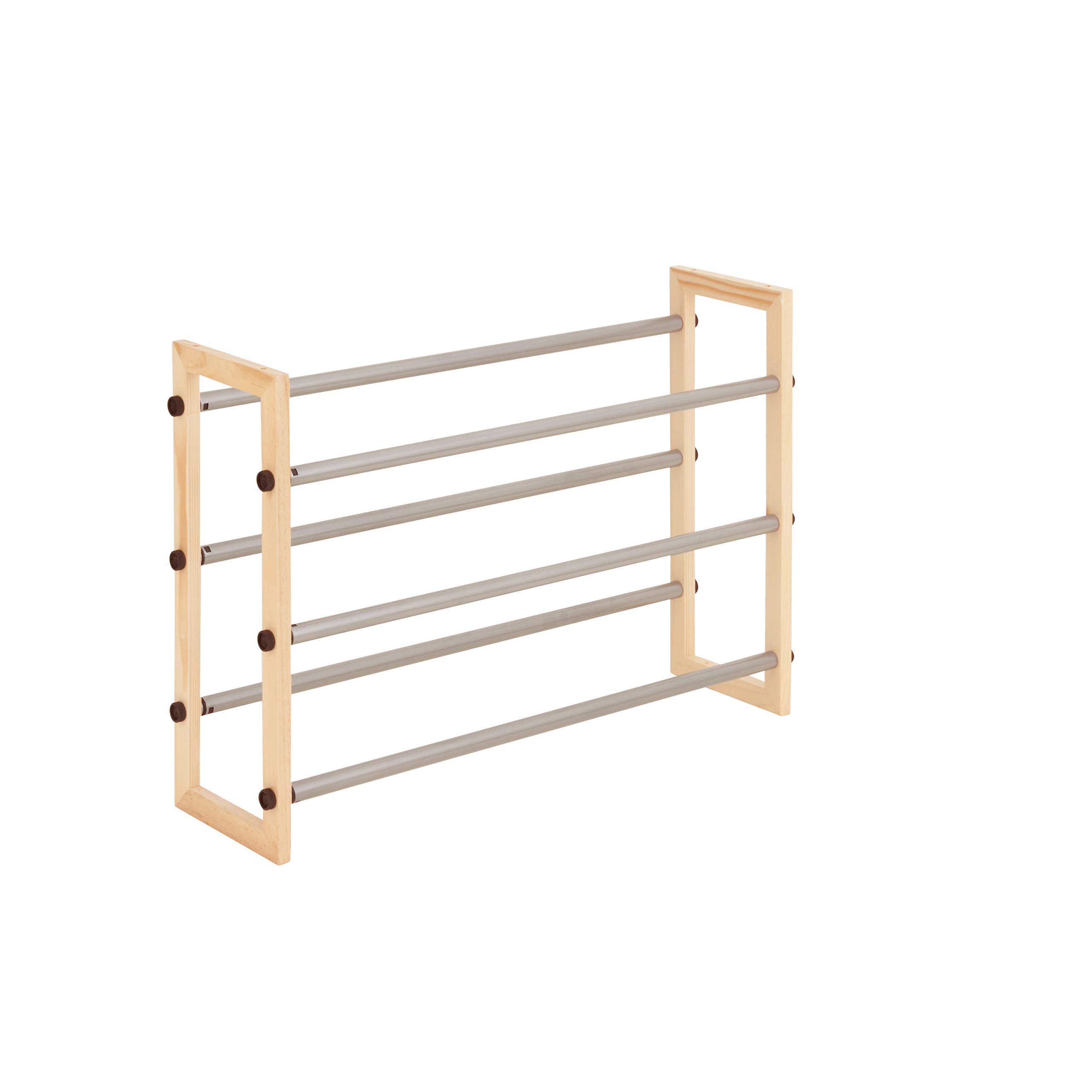Honey-can-Do 3-Tier Wood & Metal Shoe Rack SHO-09463 Natural