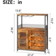 thumbnail image 4 of OUYAWEI 3-Tier Wine Bar Cabinet with LED Lights,Coffee Bar Cabinet with Adjustable Shelves,Mesh Door & Baffle,Small Liquor Cabinets with Wine Rack and Glass Holder for Home Kitchen,Rustic Brown, 4 of 8
