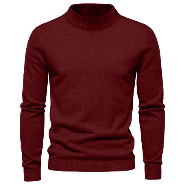 Yuyuzo Sweater for Men Long Sleeve High Neck Knitwear Sweatshirts Fall Winter Solid Color Basic Pullover Tops