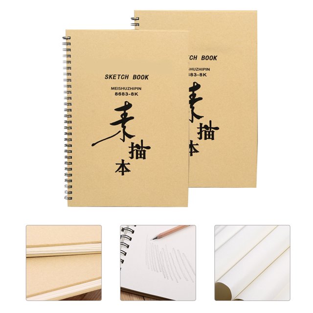 FONDOTIN 2Pcs Portable Sketch Book Assorted Color for Outdoor Drawing and Painting Activities