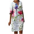 thumbnail image 2 of Robes Grande Taille pour Femmes Mode Décontractée Imprimé Floral Ample Grande Taille Col en V Mi-Longue Robe en Liquidation, 2 of 6