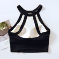 thumbnail image 4 of AherBiu Camisoles Courtes pour Femmes avec Soutien-Gorge Intégré, Tricot Côtelé, Col Licou, Décontractées pour Sorties, 4 of 5