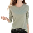 thumbnail image 1 of Plebaso Chemises à Manches Longues pour Femmes Col Rond Bas Confortables Hauts Décontractés Couleur Unie Blouses pour Femmes M-4TG, 1 of 3