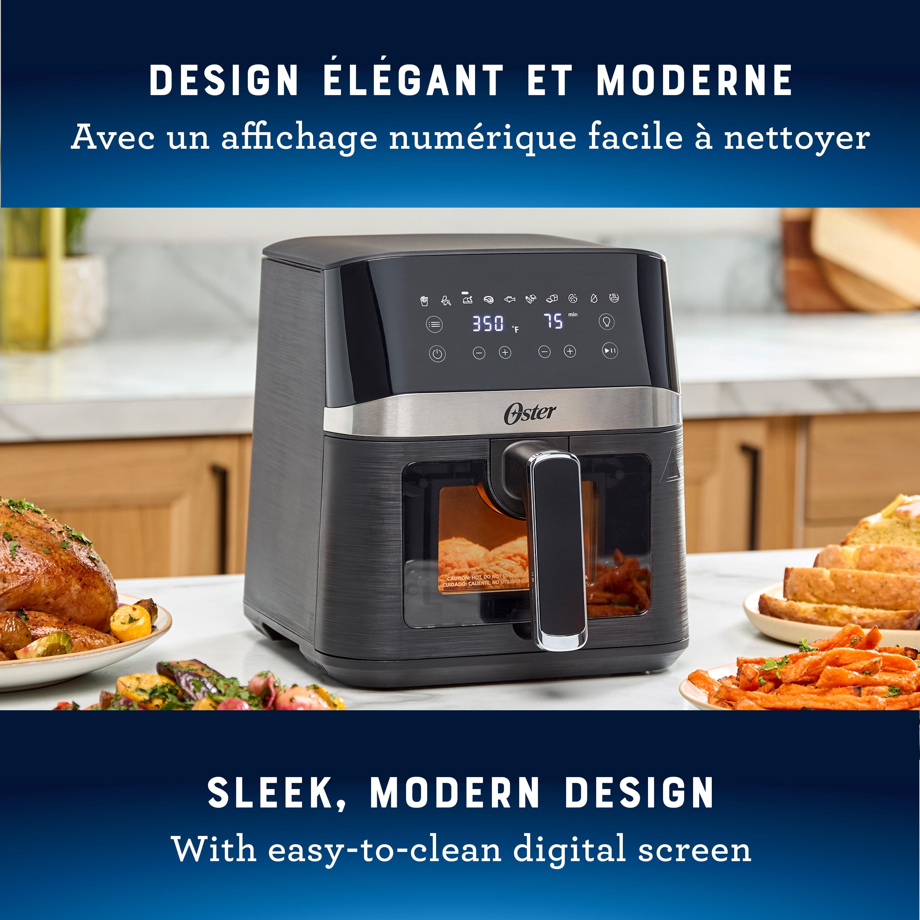 Oster Air Fryer, 4 Quart Digital Air Fryer, Medium Air Fryer with Window