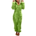 thumbnail image 2 of zanvin Pyjama une-Pièce Chaud en Molleton pour Femme, Combinaison à Capuche en Peluche à Manches Longues pour l'Hiver, Vert, TG, 2 of 6
