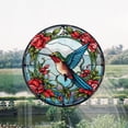 thumbnail image 1 of Privacy Stained Glass Window Film - Round Colorful Hummingbird Design - Static Cling, Non-Adhesive, Decorative Home Sticker - 25.4 x 25.4 cm - Color: Hummingbird, 1 of 8