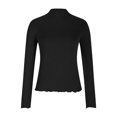 thumbnail image 4 of MeetoTime Long Sleeve Tops for Women Basic Long Sleeve Mock Neck Stretch Ribbed Slim Bottom Shirt S-3X, 4 of 6