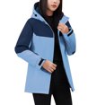 thumbnail image 3 of Sentmoon Winter Jacket for Women Oversized Hooded Neck Long Sleeve Womens Coats Winter Zipper Color Block Windproof Waterproof Windbreaker with Pockets Fall and Winter for Backpacking and Camping, 3 of 9