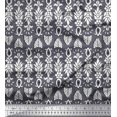 thumbnail image 1 of Soimoi Poly Georgette Fabric Leaves & Floral Block Printed Craft Fabric by The Yard 42 Inch Wide, 1 of 3