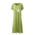 thumbnail image 3 of Pompotops Womens Beach Pullover Boho Sundress Short Sleeve Loose Long Dress, 3 of 5