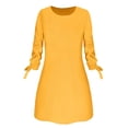 thumbnail image 4 of Cheers Robe Courte Ample Décontractée de Voyage et de Bureau pour Femmes, Couleur Unie, Nœud, Manches 3/4, Col Rond, 4 of 6