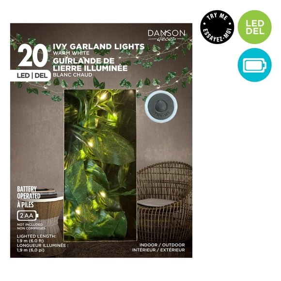 Danson Decor, Prelit Battery Operated Ivy Leaf Garland