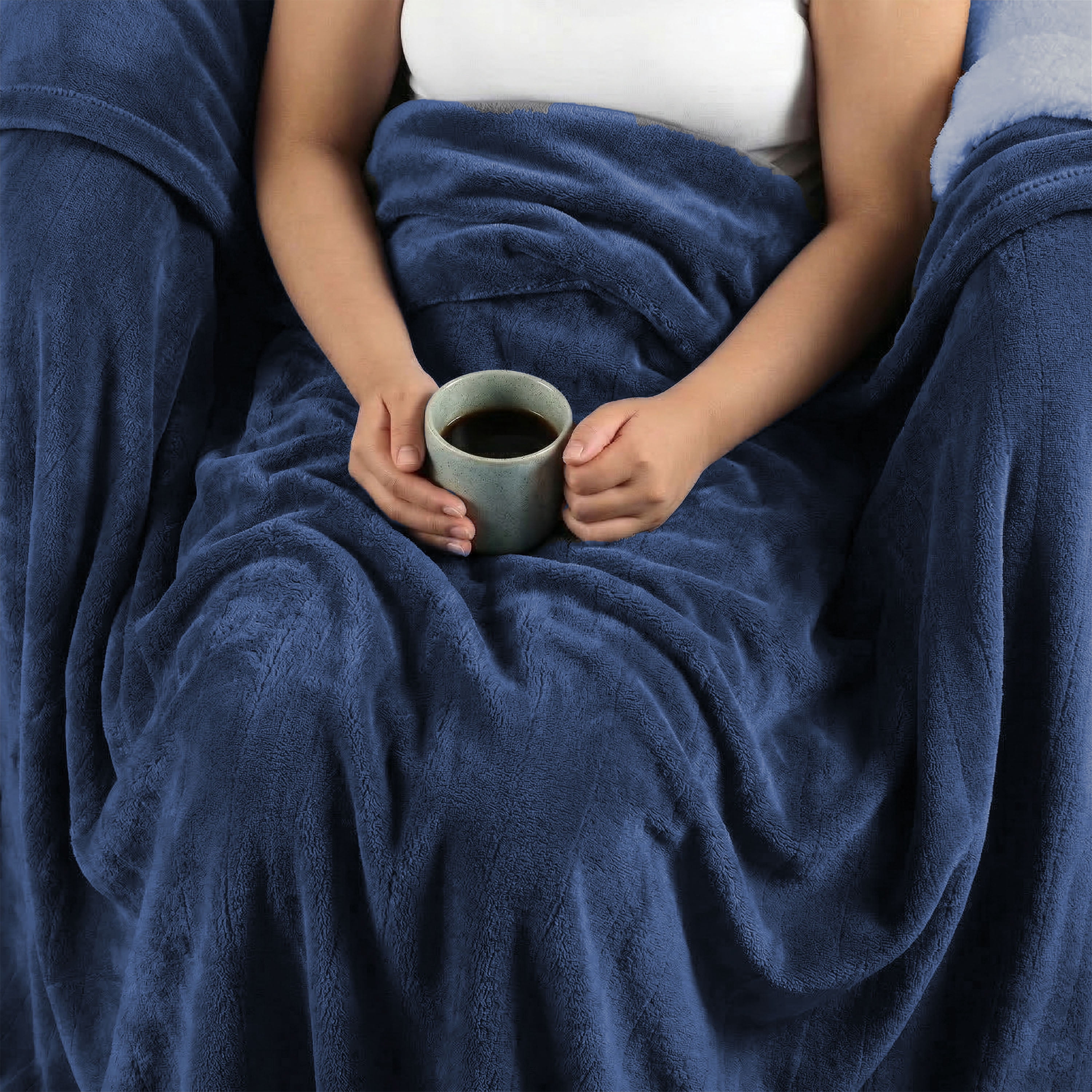 Sunbeam Heated Big Blue Blanket Velvet 12 Heat Settings Full/Queen 90x84