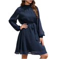 thumbnail image 2 of TopLLC Longues Robe à Manches à Col Rond Femme Mode Robe à Taille Ajustée Robe à Manches Longues Robe de Couleur Unie Robe Femme, 2 of 5