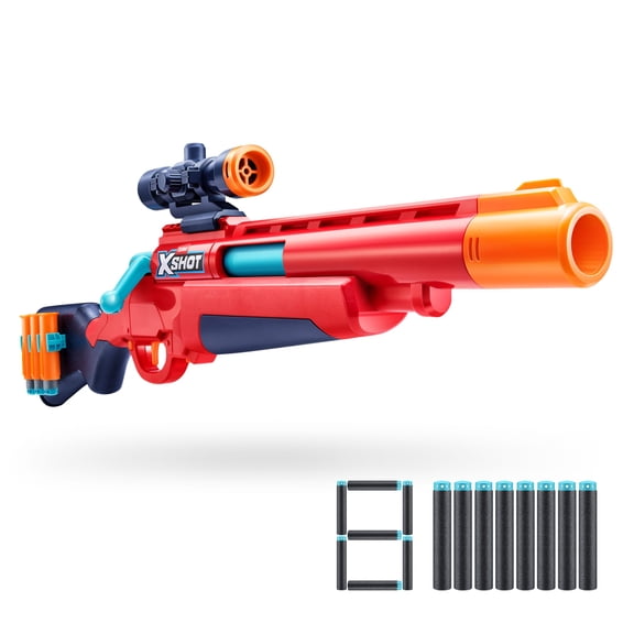 XSHOT Excel Ejector Shell by ZURU Outdoor Blaster with Scope, 8 Air Pocket Darts & 90ft Range Ages 8+