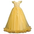 thumbnail image 3 of Liquidation et Promo, Robe d'Été pour Fille, Sans Manches à Volants en Dentelle, Broderie à Col Rond, Jupe Princesse en Tulle avec Nœud, Décontractée pour Fête, Tenue de Festival, Légère, Respirante, Âge 4-12 Essentiels Tendance, 3 of 5