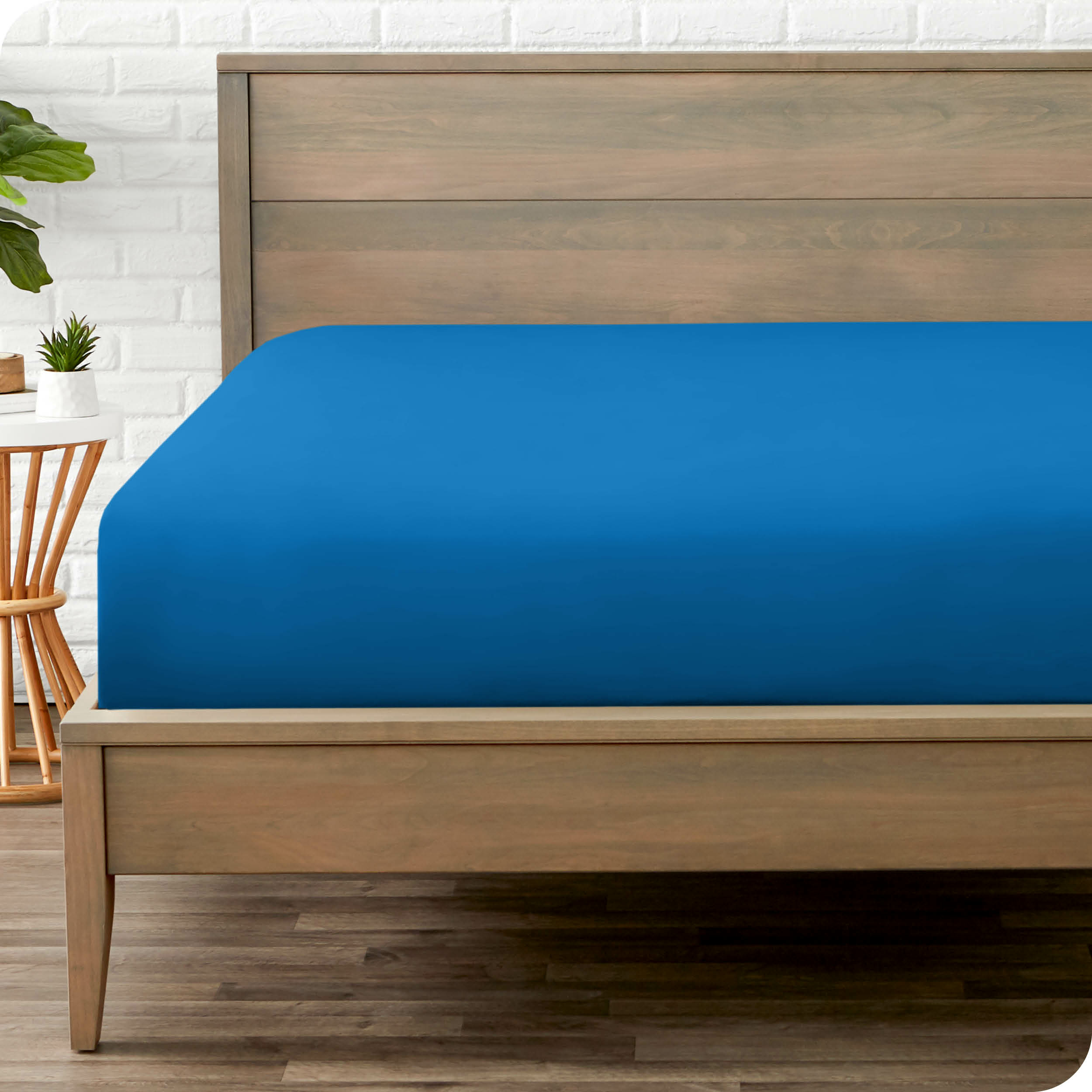 Bare Home Drap-Housse - Premium 1800 Collection - Poche Profonde - Ultra Doux, Résistant aux Plis - Très Grand Simple, Bleu Moyen