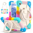 thumbnail image 3 of Étui Antichoc Rotatif pour Samsung Tab A9 8,7 Pouces - Étui Hybride en Silicone et PC à Couverture Complète avec Fonction Support, Design Embossé Résistant à l'Usure, Bleu Coloré, Comprend une Bandoulière -, 3 of 6