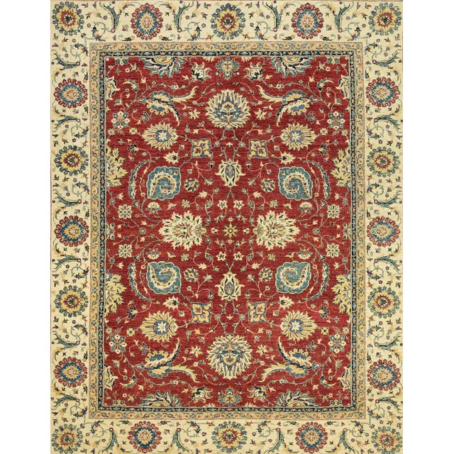 Ahgly Company Indoor Rectangle Abstract Fire Brick Red Oriental Area Rugs, 8' x 12'