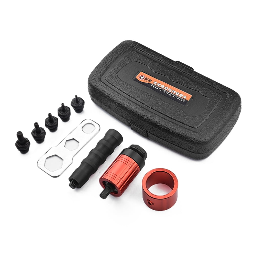 Detachable Manual Electric Rivet Nut Tool Conversion Accessories Hand Rivet Nut Tool Set Electric Pneumatic Rivet Machine Quick Conversion Tool Set with Storage Box