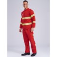 thumbnail image 3 of Hansber Costume de Pompier d'Halloween pour Homme Uniforme de Pompier Bandes Réfléchissantes Sécurité Ensemble 4 Pcs pour Cosplay Fête Rouge 190, 3 of 7
