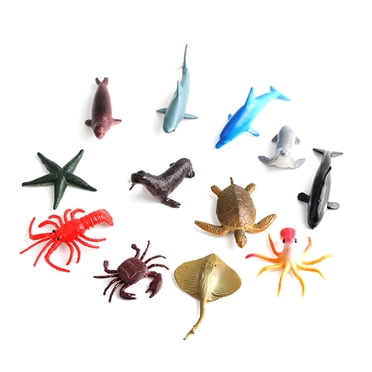 KAKOWELY 12pcs Plastic Sea Animal Figure Set Realistic Animal Toys Mini Sea Animal Party Favors For Kids Toddlers (Mix Model),2.76"X1.18"X0.79"