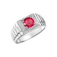 thumbnail image 4 of RYLOS Men's Ring 14K White Gold Ring, 7MM Round Shape Gemstone Designer Style Ring Fun & Fabulous Ruby July Birthstone Rings Gold Size 12, 4 of 7