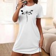 thumbnail image 2 of Mrat Pajamas pour Femmes Nuisette pour Femmes Vêtements de Nuit Manches Courtes Chemise de Nuit Décontractée Imprimée Robe de Nuit Ample Confortable Pyjama S-80 Blanc m, 2 of 7