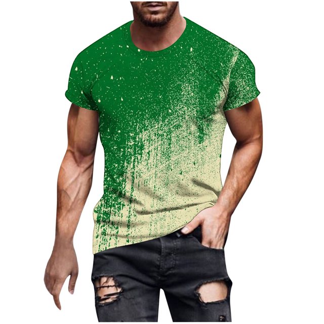 Chemises pour Hommes Imprimé Manches Courtes Col Rond T-shirt Décontracté Manches Courtes