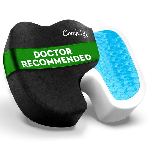 ComfiLife Coussin de Siège en Gel et Mousse Mémoire de Qualité Supérieure – Coussin de Chaise de Bureau Recommandé par les Médecins, Coussin de Siège d'Auto – Coussins de Chaise pour le Dos &
