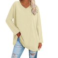 thumbnail image 1 of Breezora Tunique à Col Rond Oversize pour Femmes, Manches Longues, Chemise Rayée, Blouse Douce à Coupe Ample, Tenue Décontractée Décontractée, Confort Quotidien 2026, Taille M, Jaune, 1 of 5